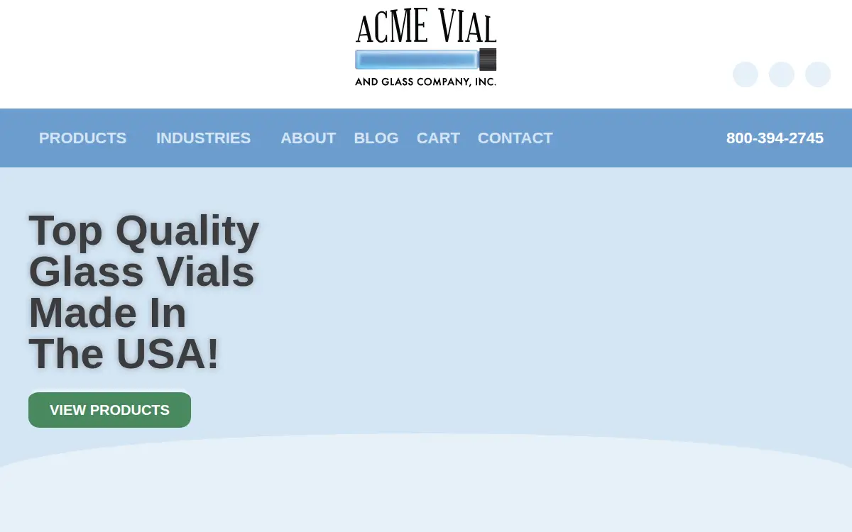 Homepage of Acme Vial and Glass CO.