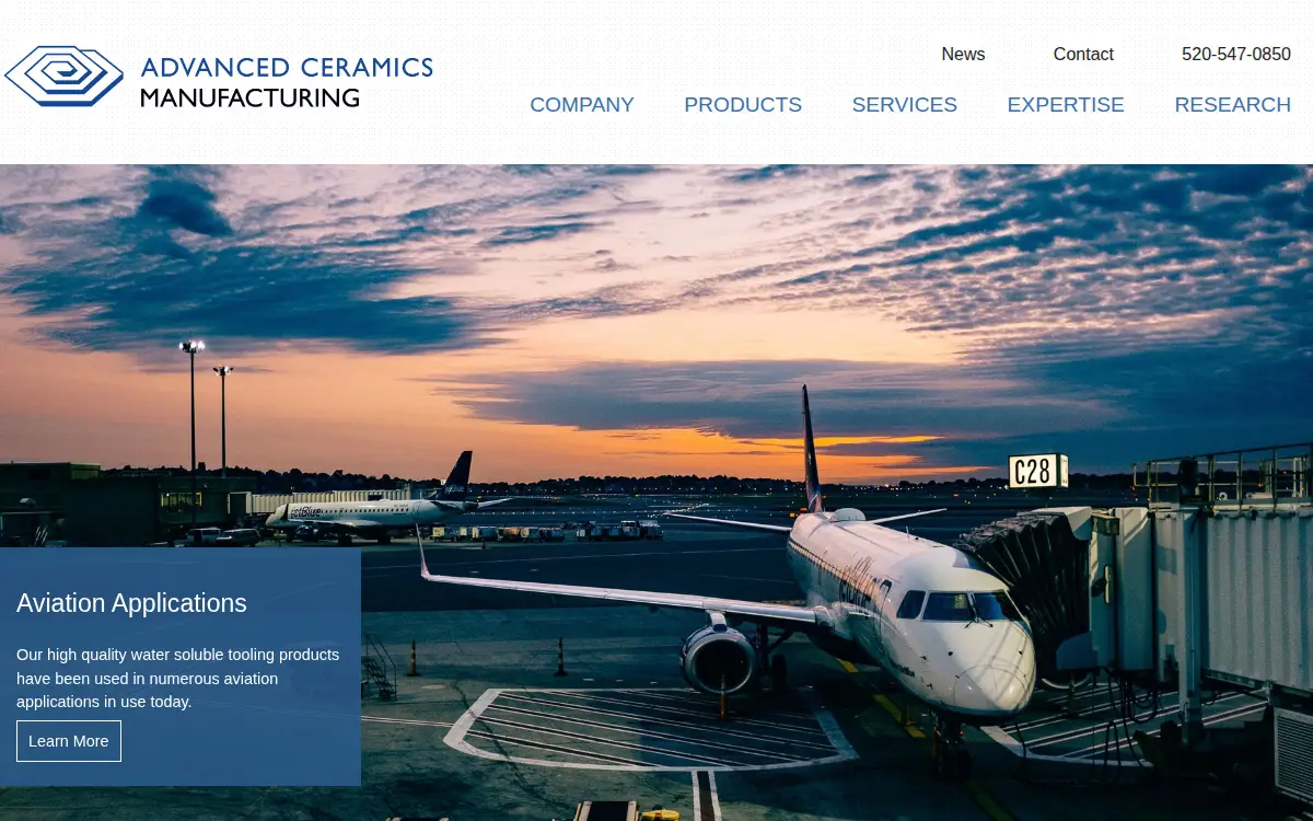 Homepage of Advanced Ceramics Manufacturing, LLC