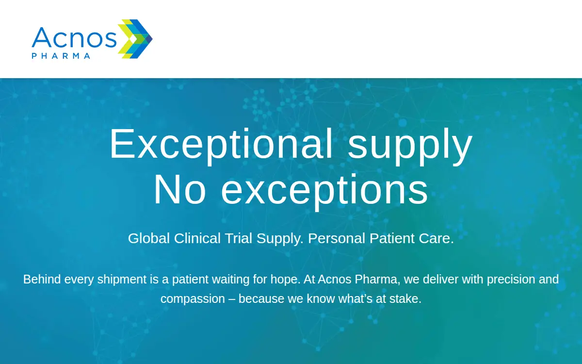 Homepage of Acnos Pharma Cts LLC