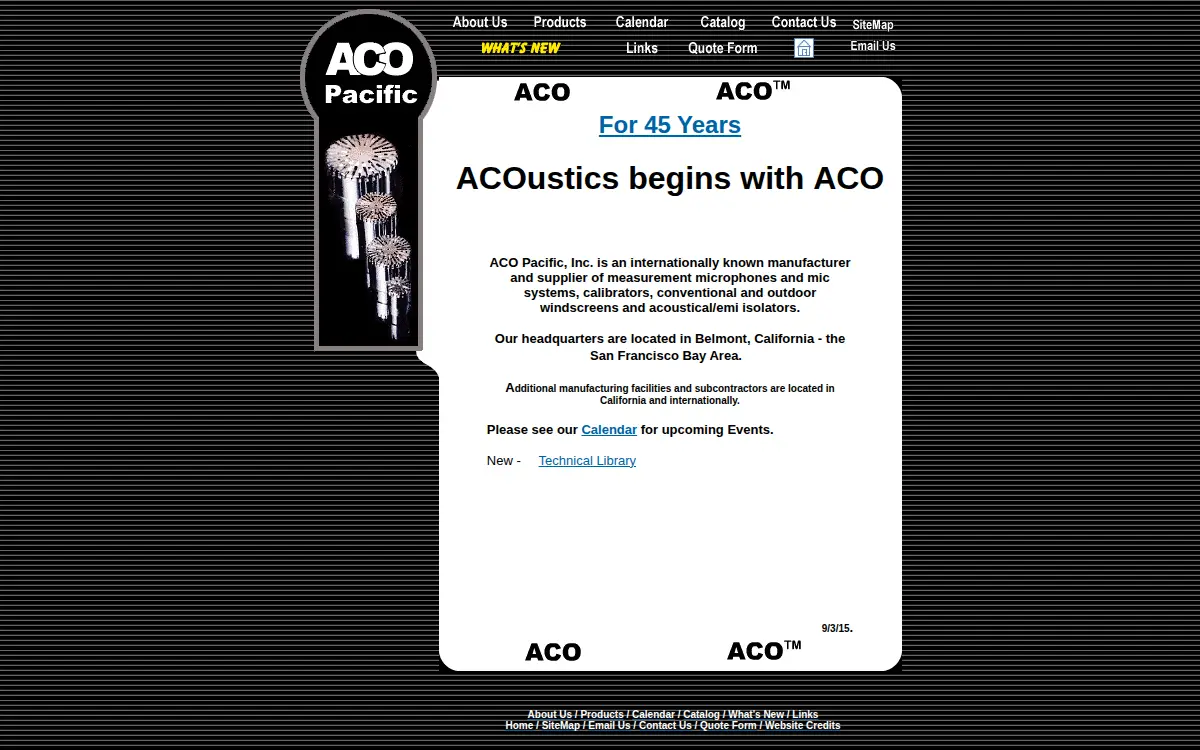 Homepage of Aco Pacific INC