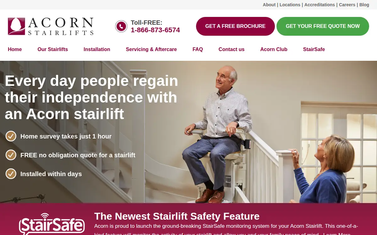 Homepage of Acorn Stairlifts, INC.