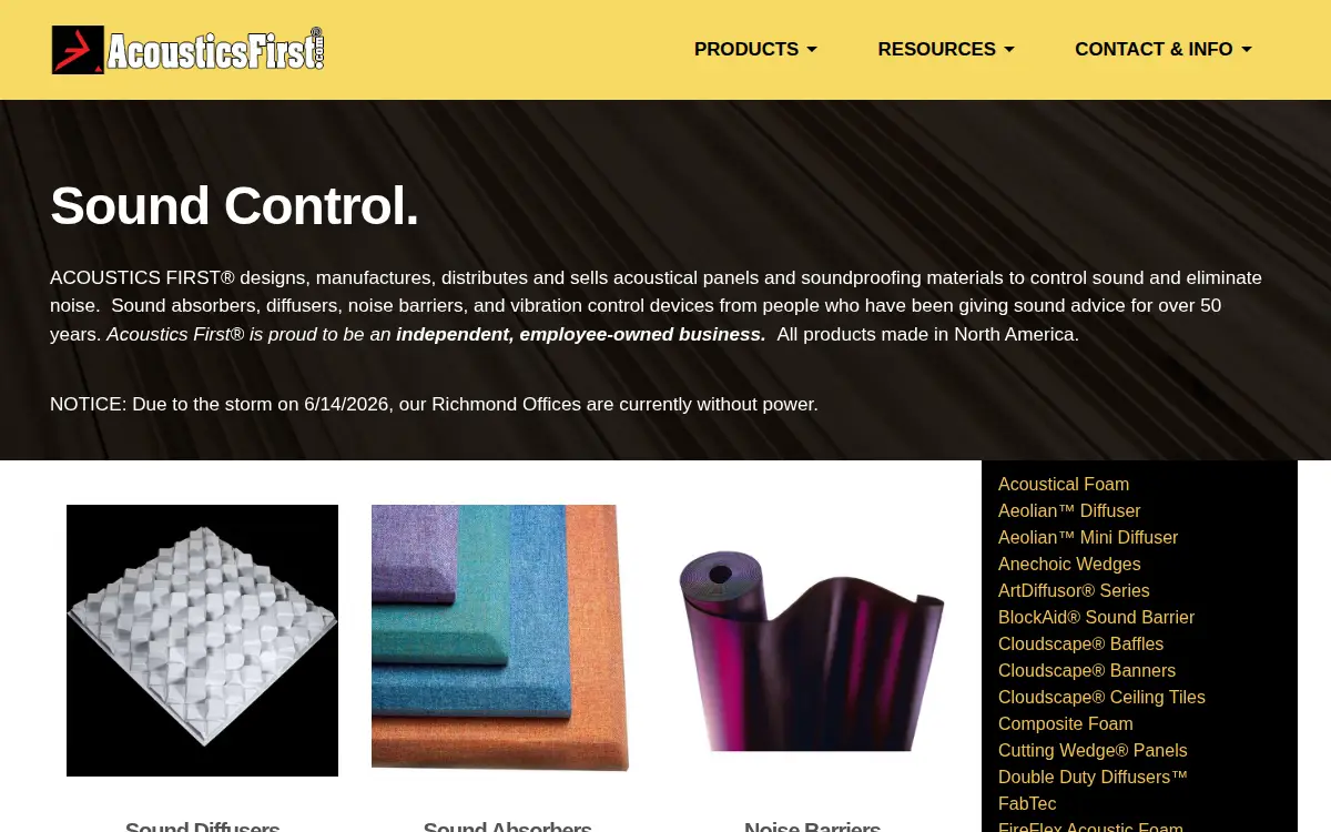 Homepage of Acoustics First Corporation