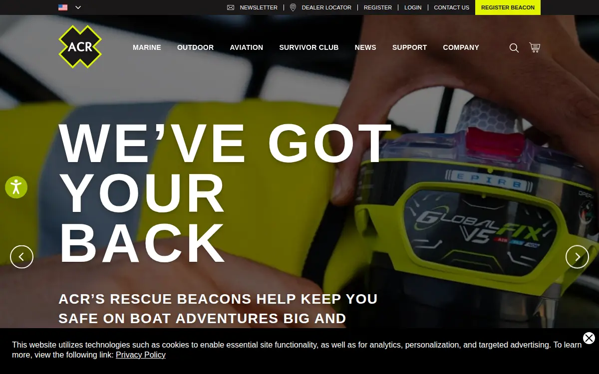 Homepage of Acr Electronics, INC.