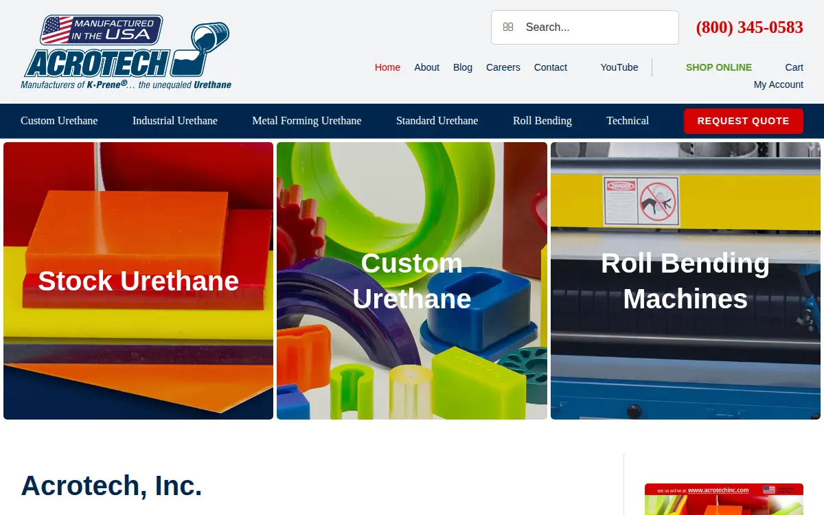 Homepage of Acrotech, INC.