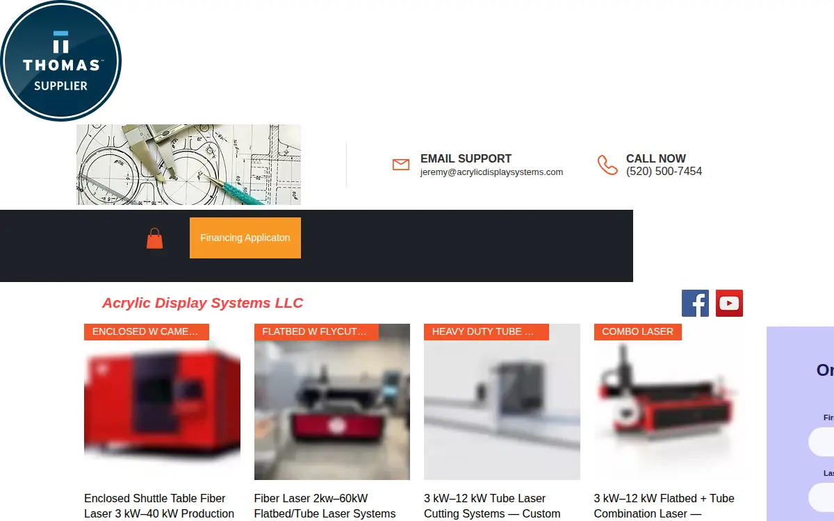 Homepage of Acrylic Display Systems LLC