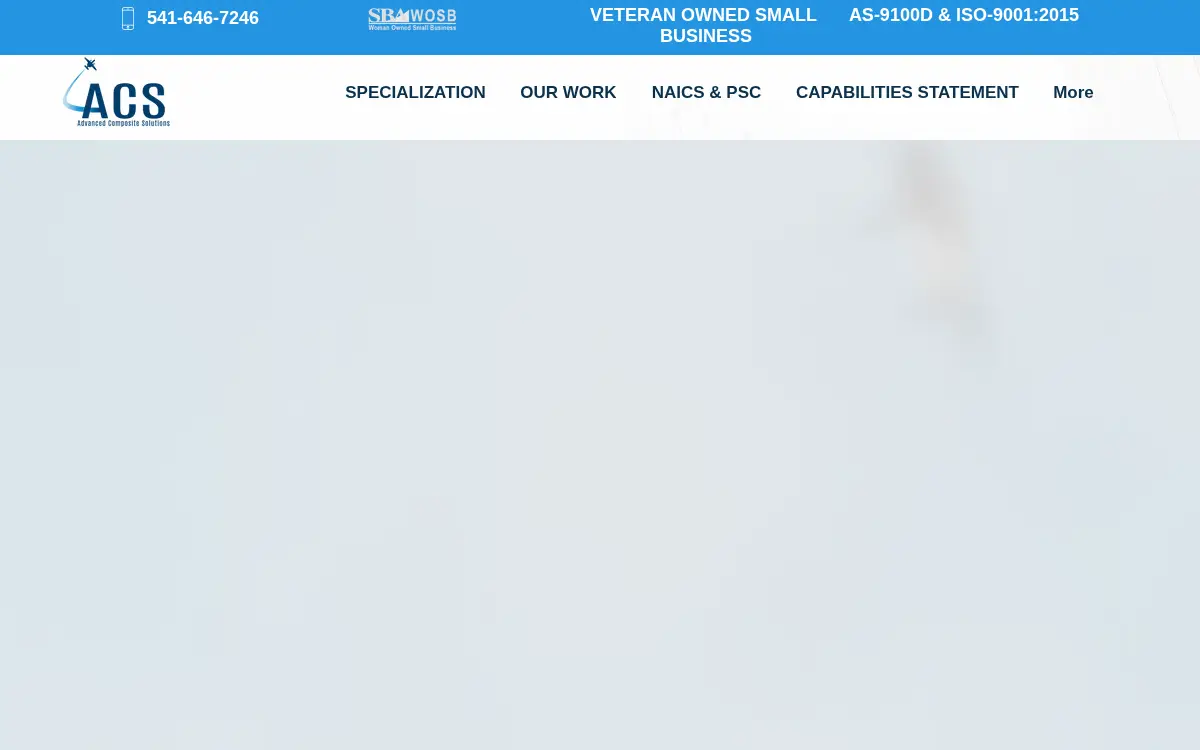 Homepage of Advanced Composite Solutions, INC
