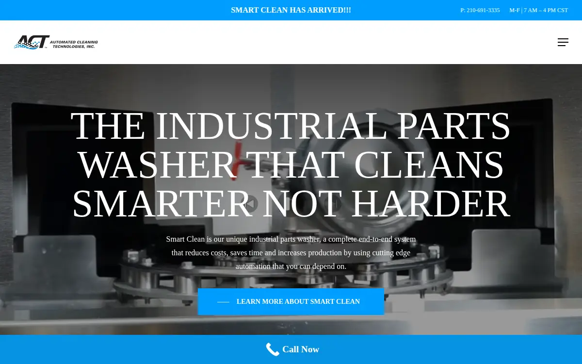 Homepage of Automated Cleaning Technologies, INC.
