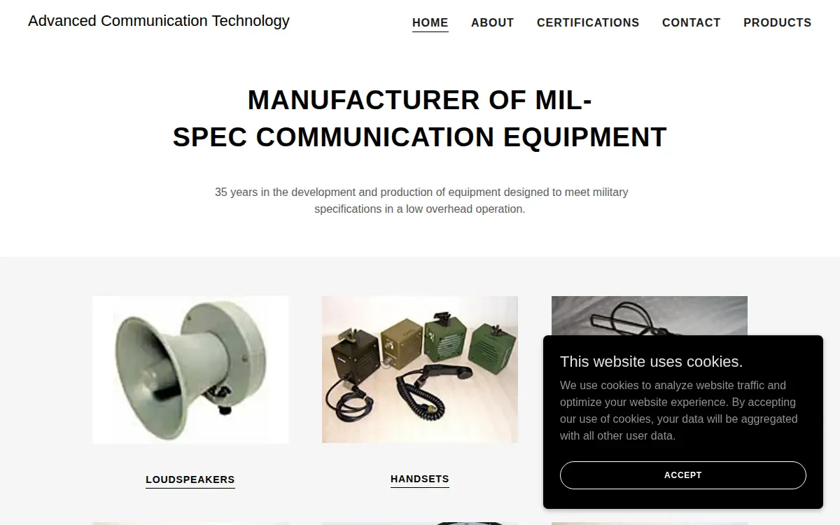 Homepage of Advanced Communications Technology International, Incorporated