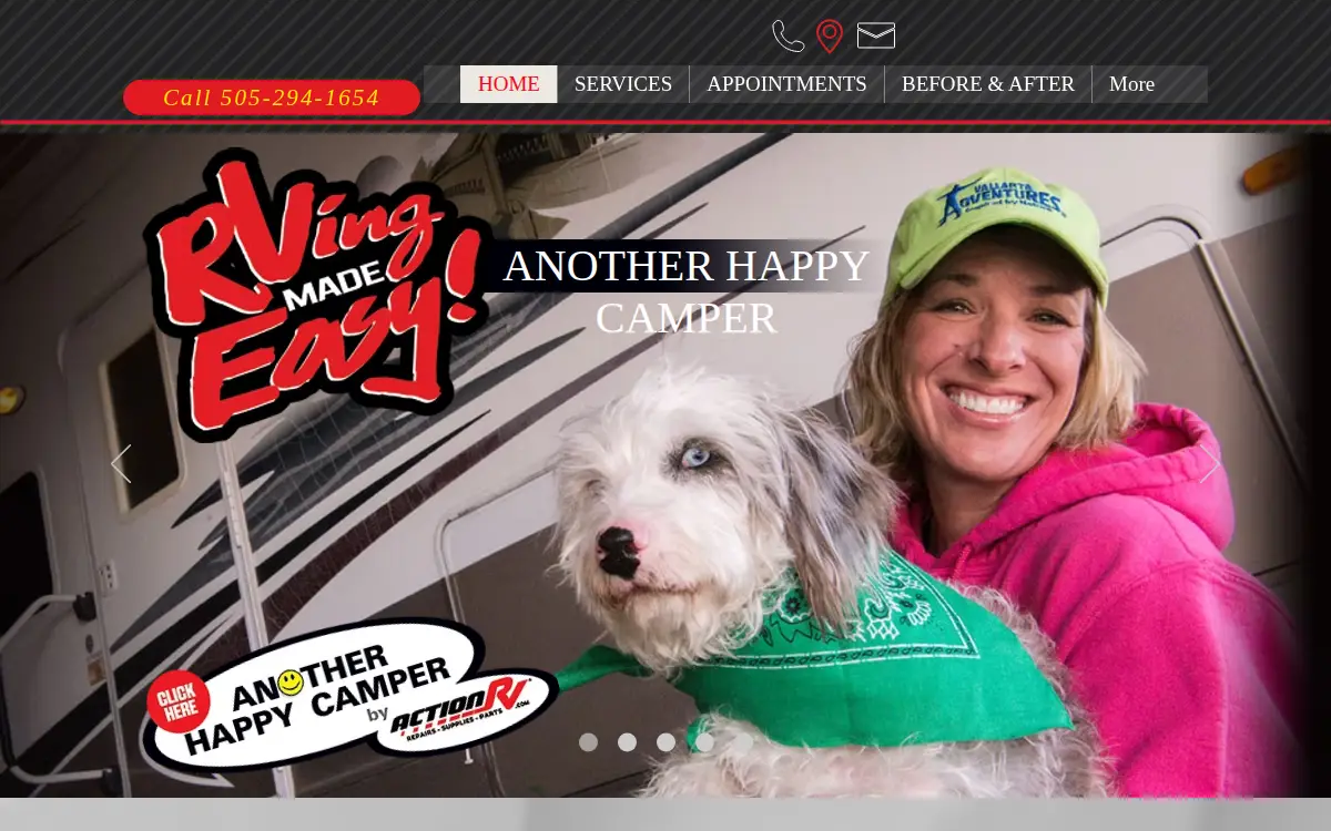 Homepage of Action Rv Specialists, INC.
