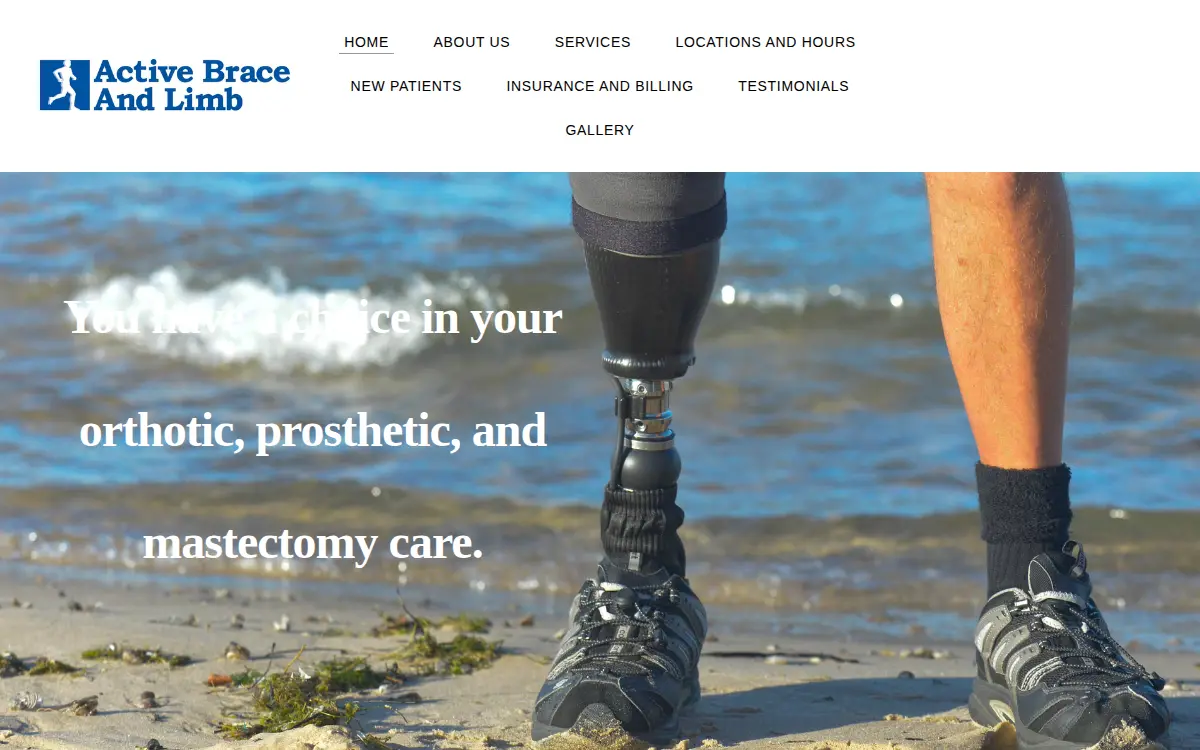 Homepage of Active Brace & Limb LLC