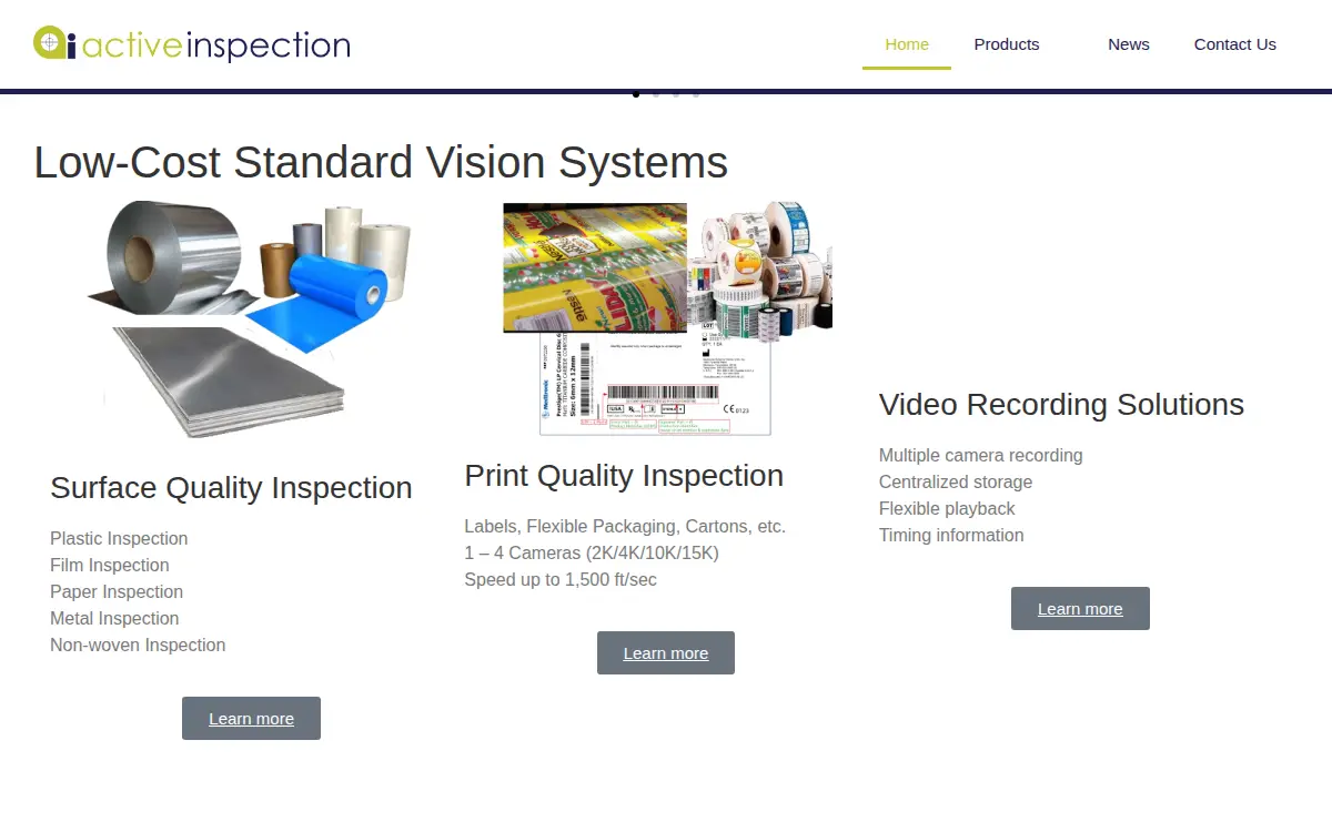 Homepage of Active Inspection, INC.