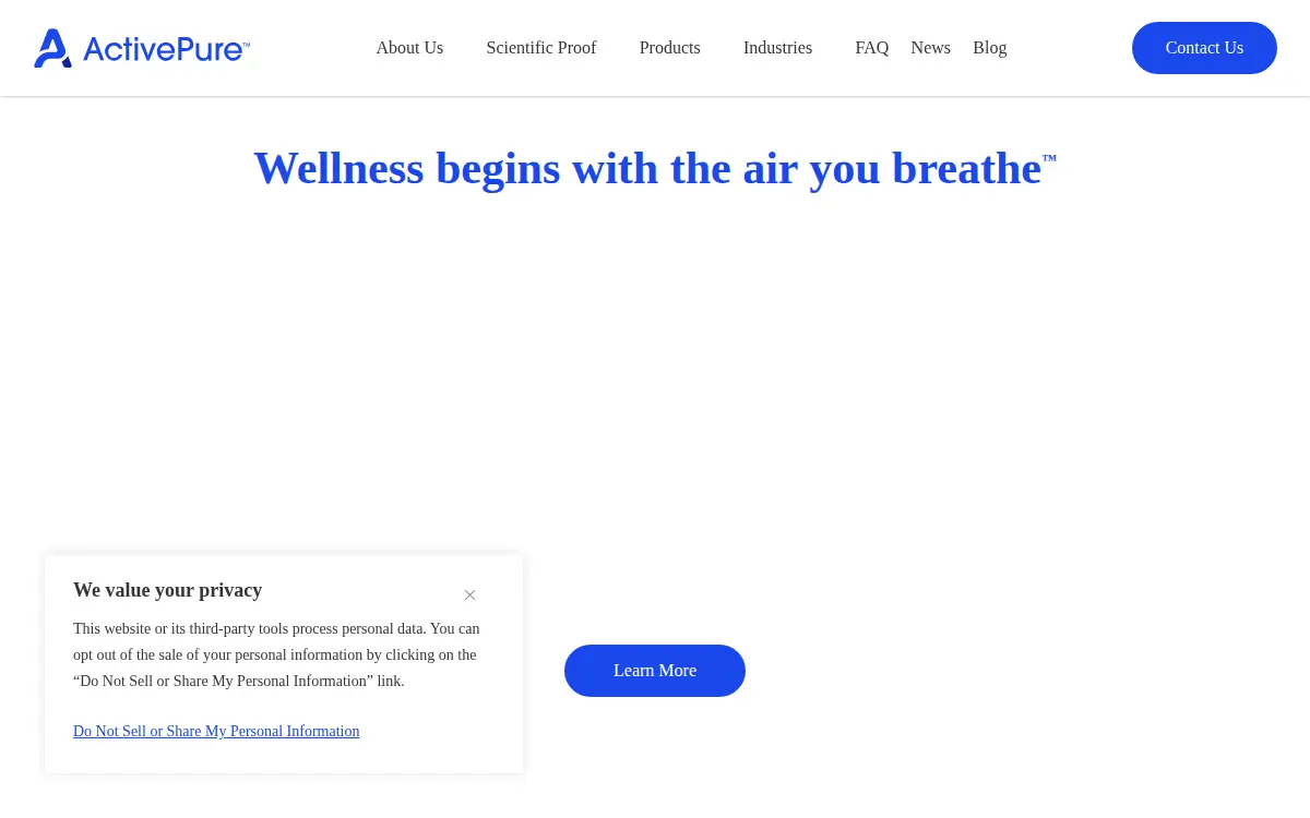 Homepage of Activepure Enterprise, LLC