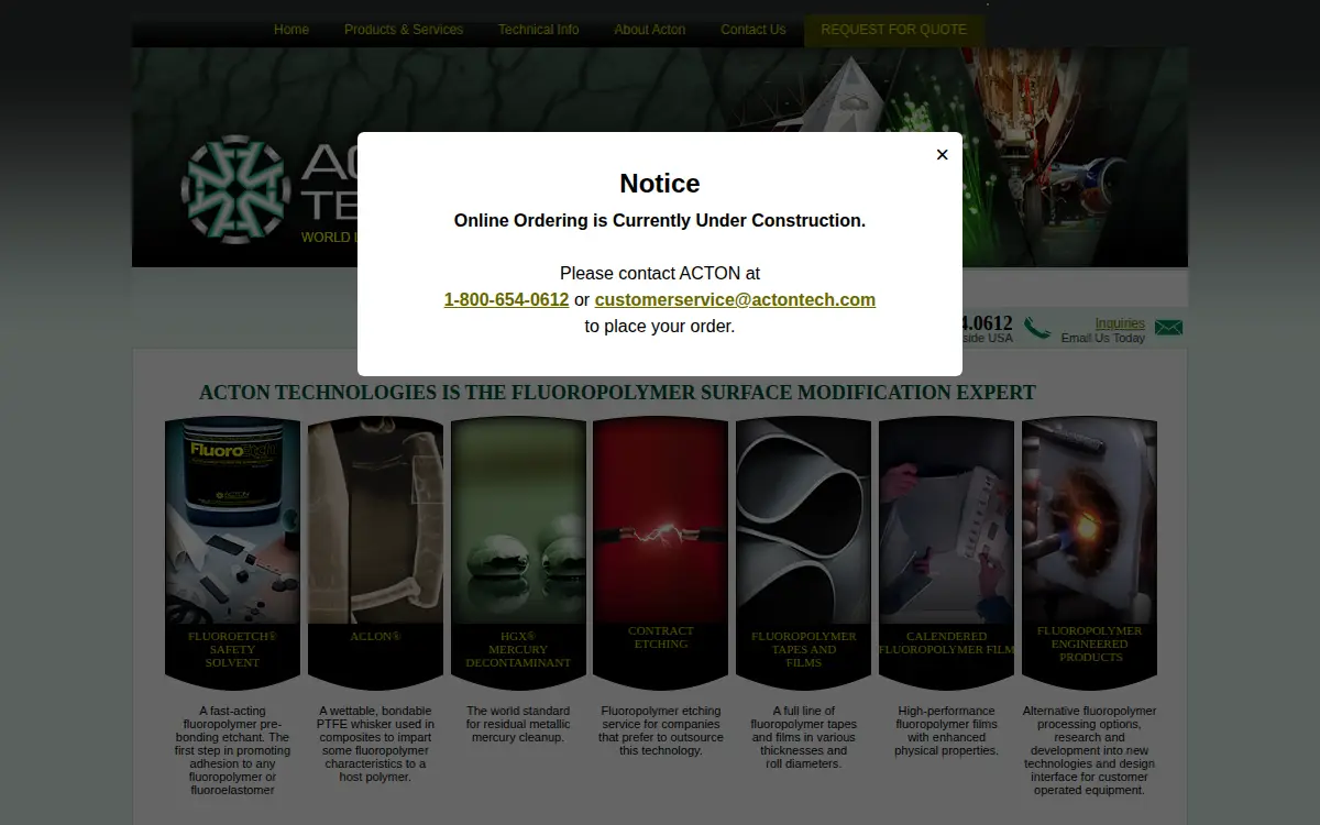 Homepage of Acton Technologies INC