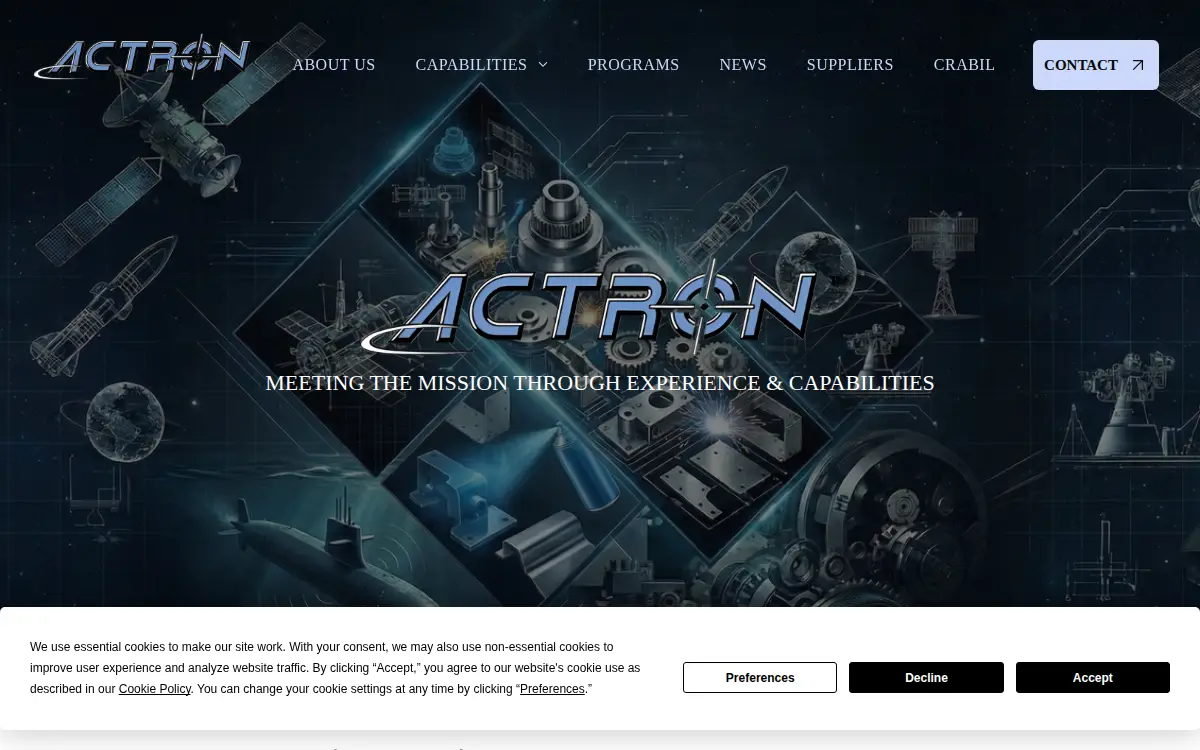 Homepage of Actron Entities, INC.