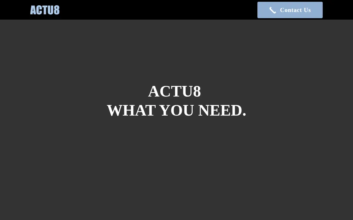 Homepage of Actu8 LLC