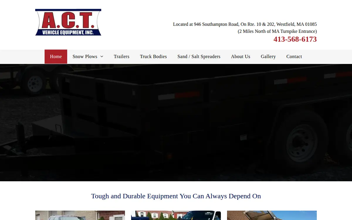 Homepage of Act Vehicle Equipment, INC.