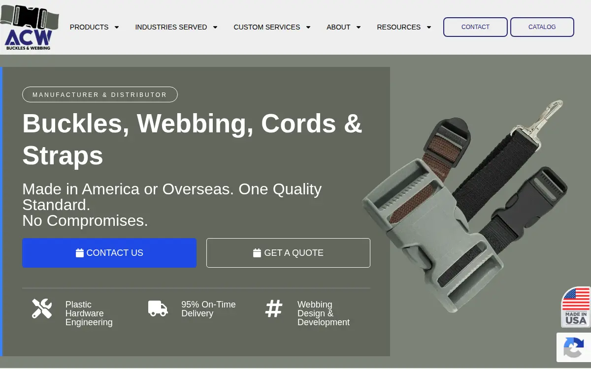 Homepage of American Cord & Webbing CO INC