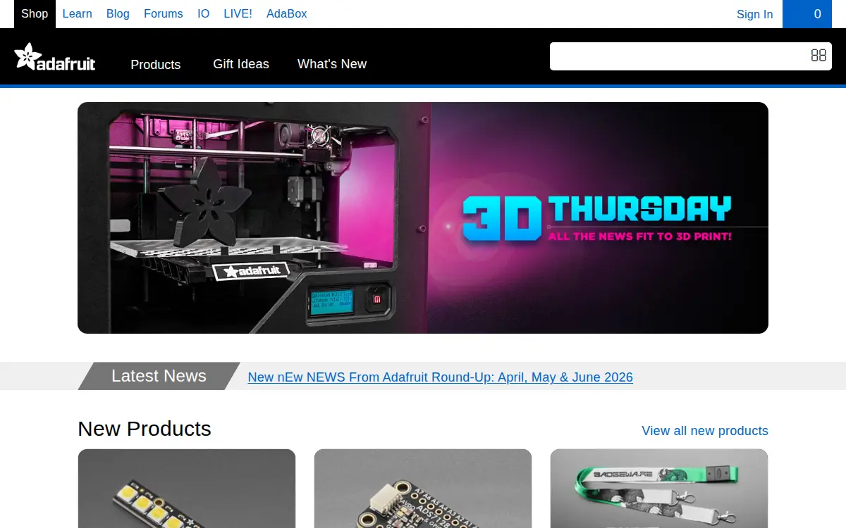 Homepage of Adafruit Industries LLC
