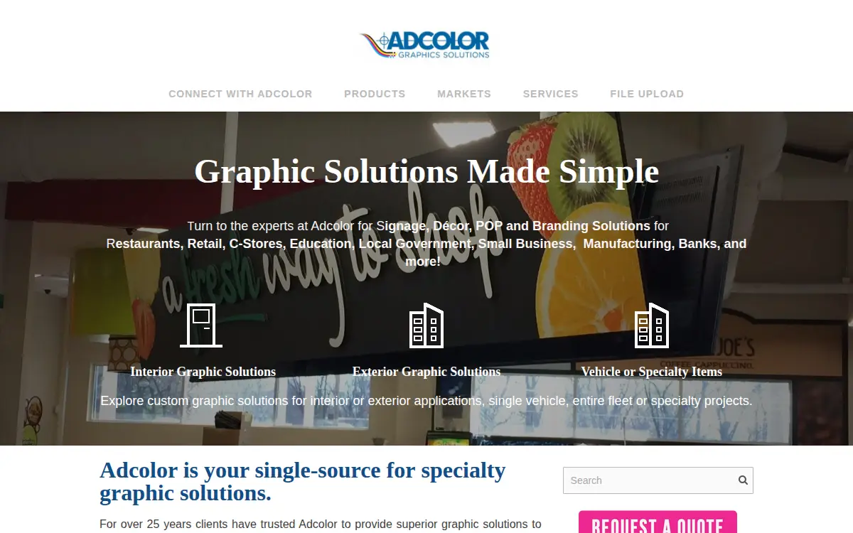 Homepage of Ad Color, INC