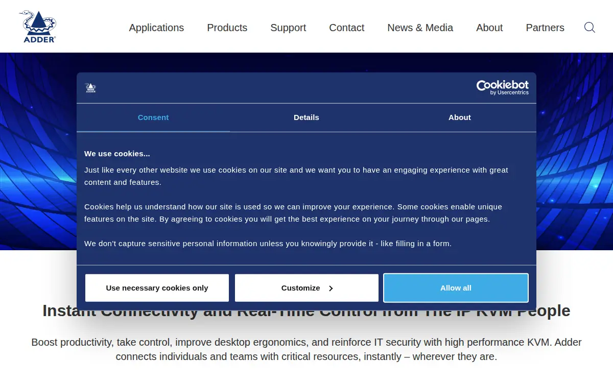 Homepage of Adder CORP