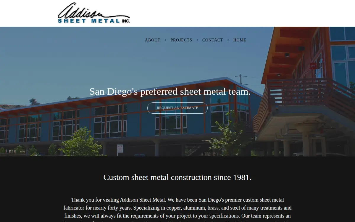 Homepage of Addison Sheet Metal INC