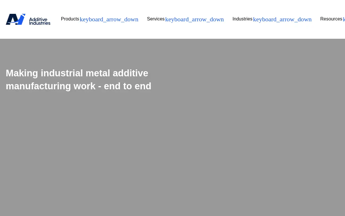 Homepage of Additive Industries North America, INC.