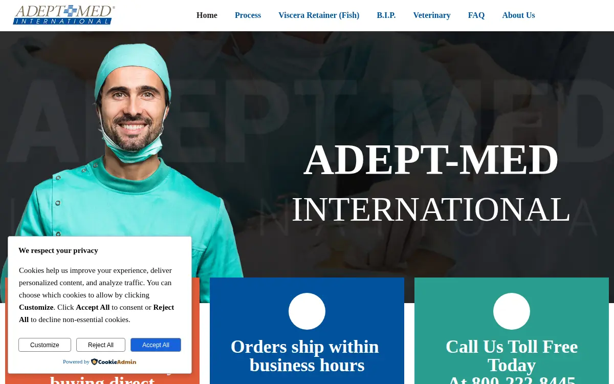 Homepage of Adept-med International, INC