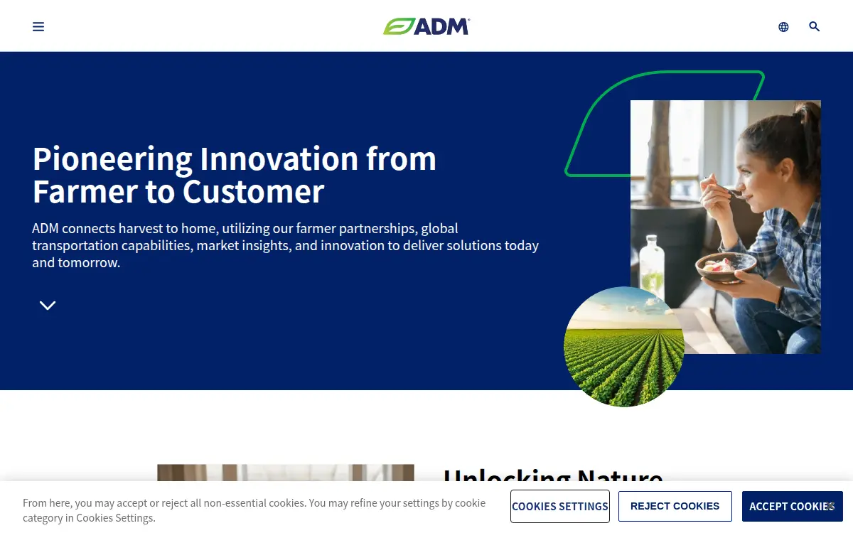 Homepage of Archer-daniels-midland Company