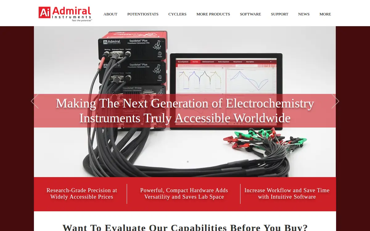 Homepage of Admiral Instruments, LLC