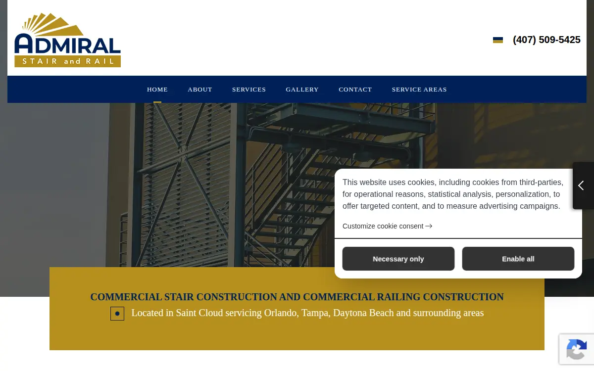 Homepage of Admiral Stair and Rail LLC
