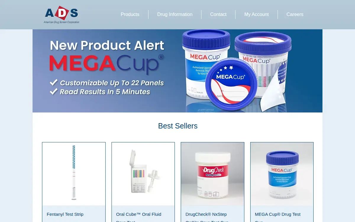 Homepage of American Drug Screen Corporation