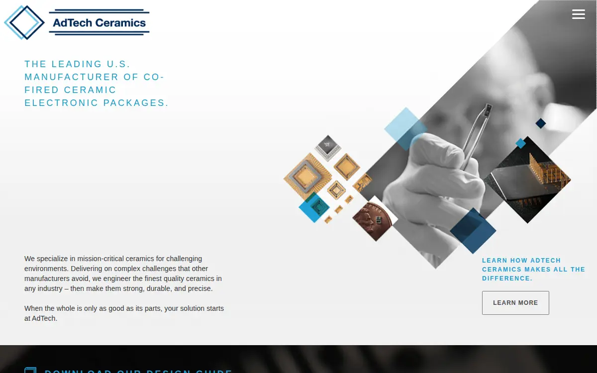 Homepage of Advanced Technical Ceramics Company