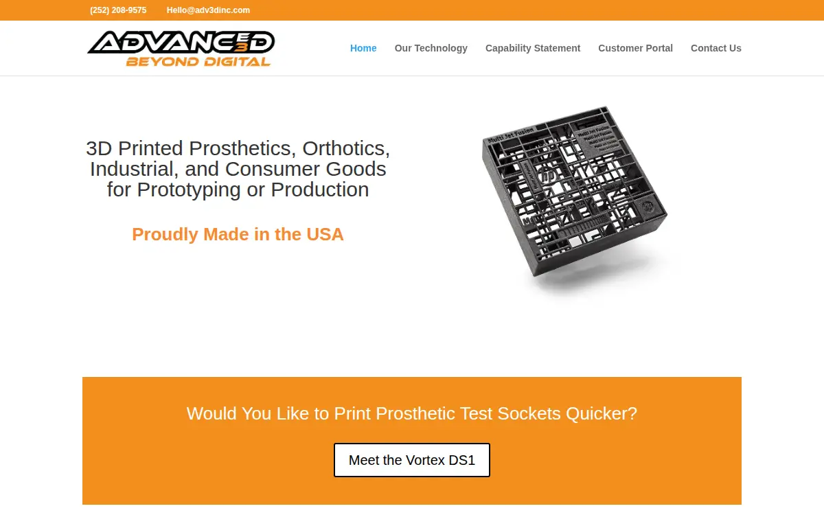 Homepage of Advanced 3d, INC.