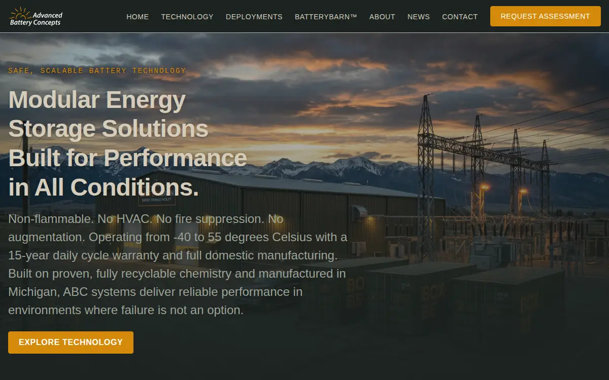 Homepage of Advanced Battery Concepts, LLC