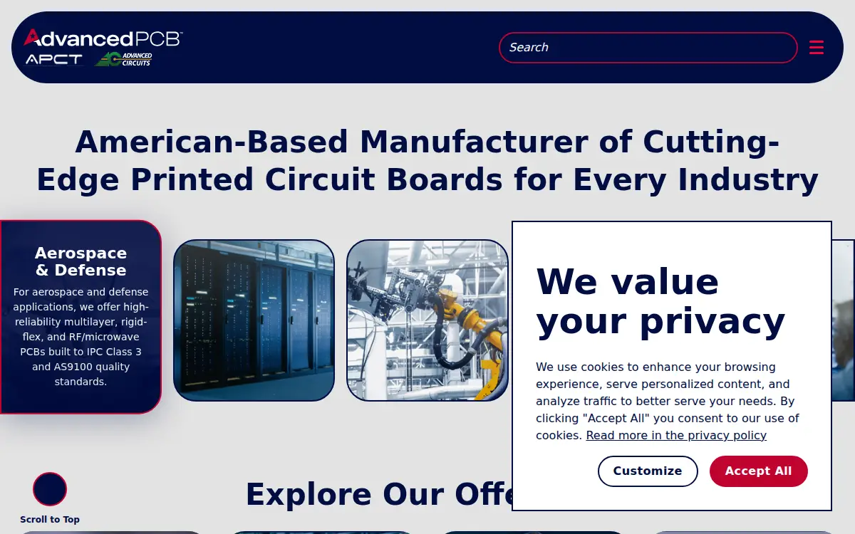 Homepage of Advancedpcb Mg, LLC
