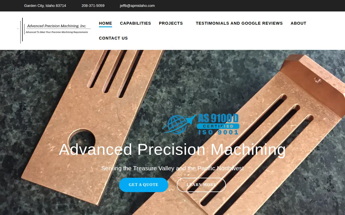 Homepage of Advanced Precision Machining, INC