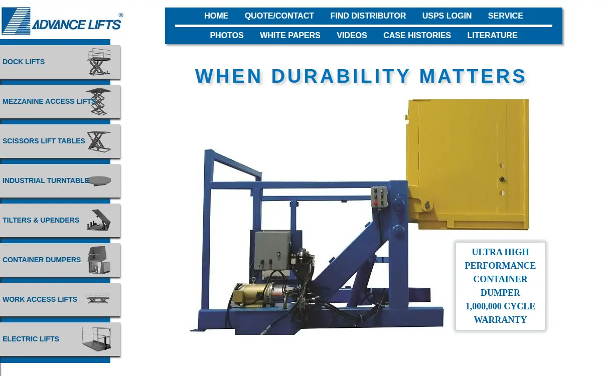 Homepage of Advance Lifts INC