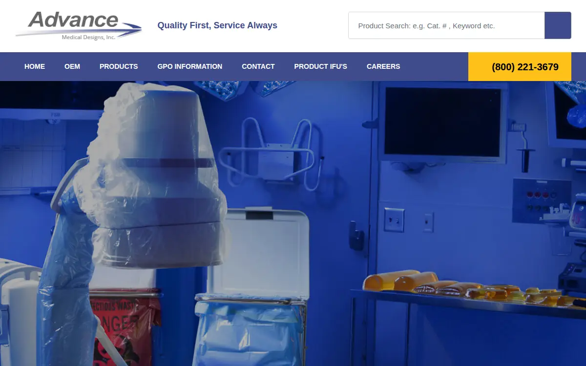 Homepage of Advance Medical Designs, INC.