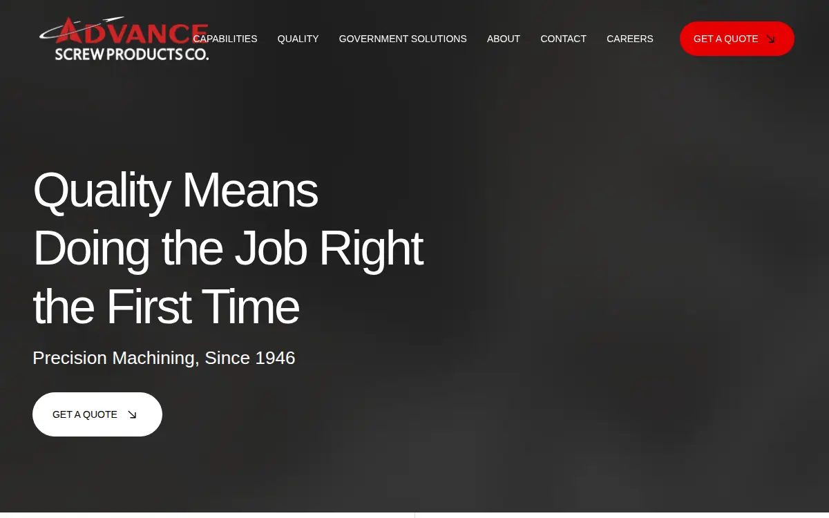 Homepage of Advance Screw Products, INC