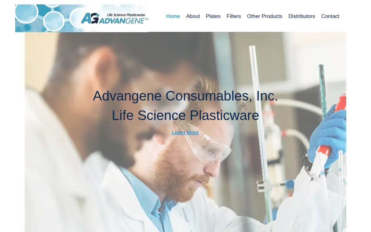 Homepage of Advangene Consumables, INC