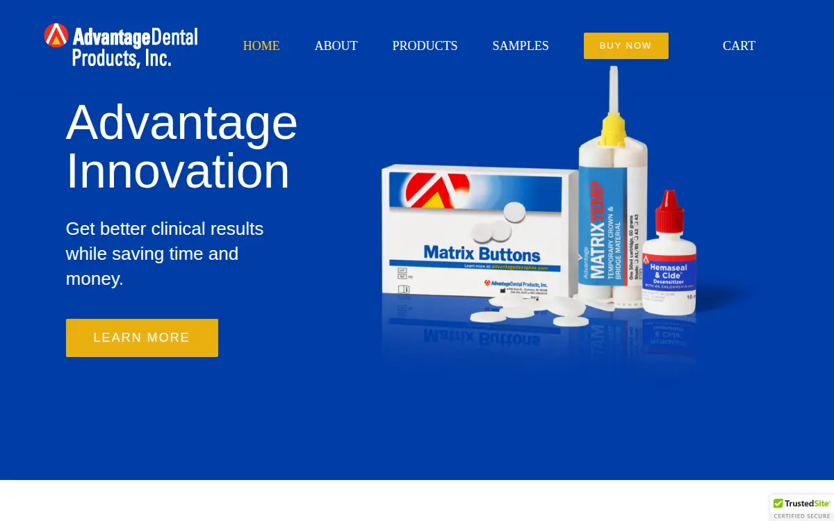 Homepage of Advantage Dental Products, INC.