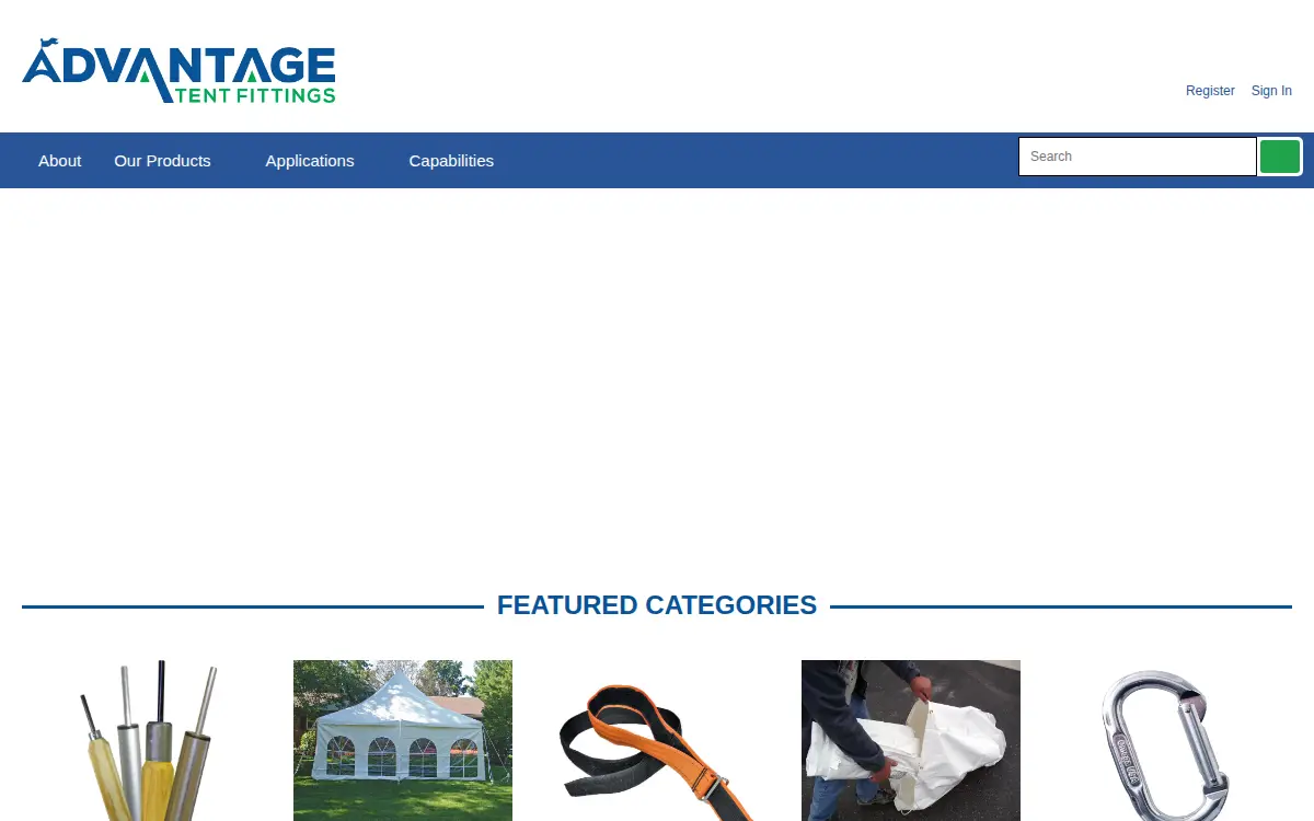 Homepage of Advantage Tent Fittings, INC