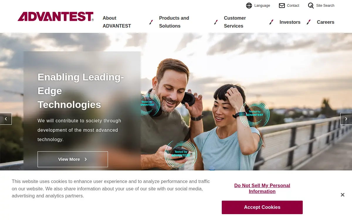 Homepage of Advantest Interconnect Solutions, INC.