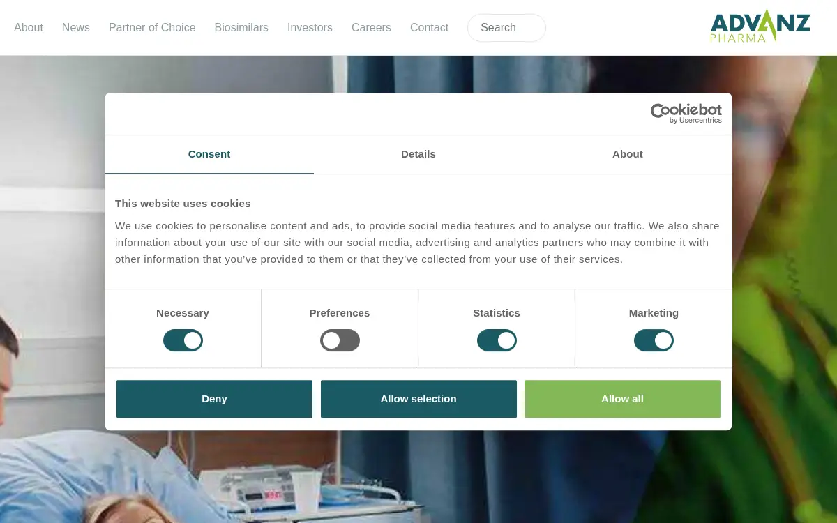 Homepage of Advanz Pharma (us) CORP.