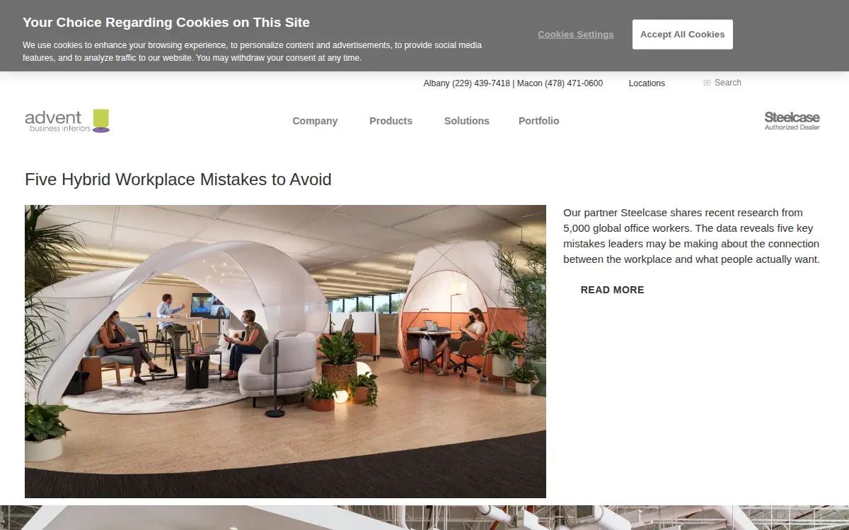 Homepage of Advent Business Interiors, INC