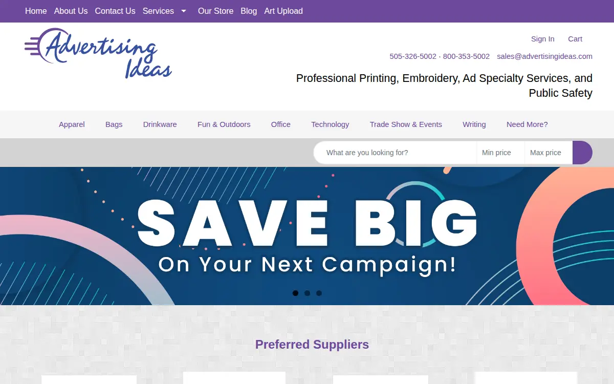 Homepage of Advertising Ideas INC