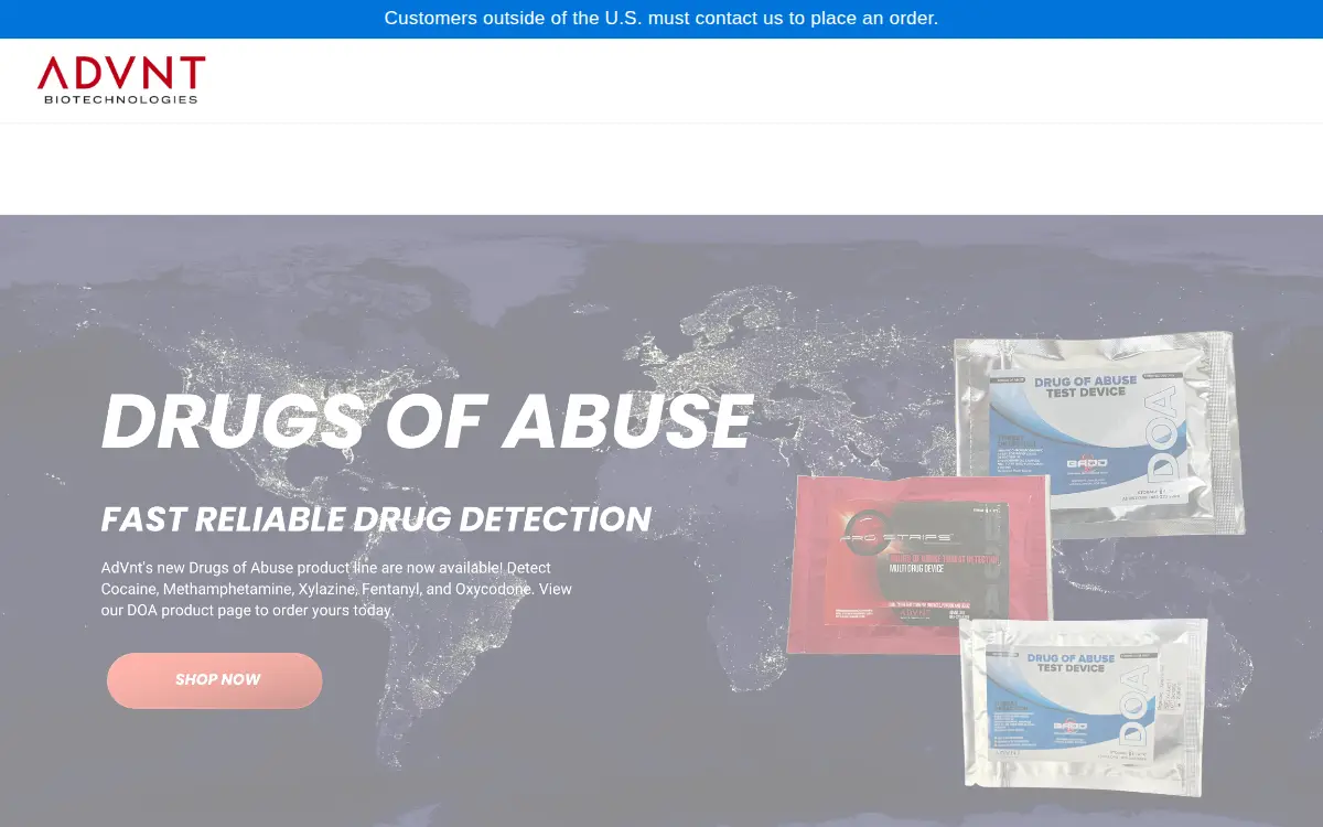 Homepage of Advnt Biotechnologies, L.l.c.
