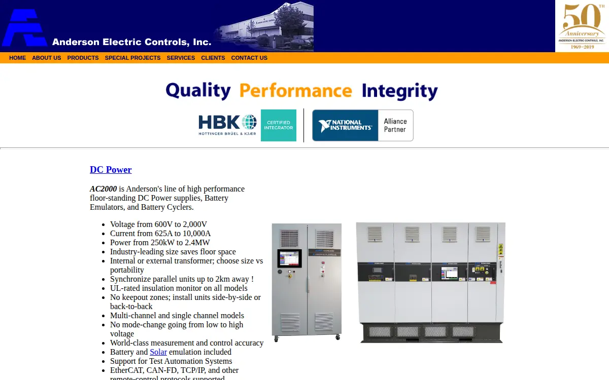 Homepage of Anderson Electric Controls, INC.