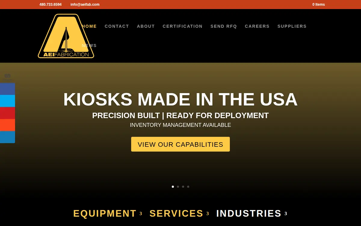 Homepage of Aei Fabrication, LLC