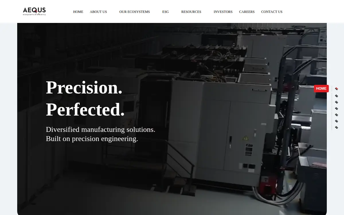 Homepage of Aequs Aero Machine, INC.